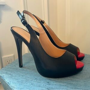 Black and Red Stiletto Slingback Heels
